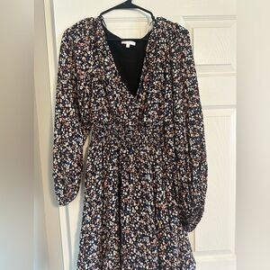 Long sleeve flower print dress